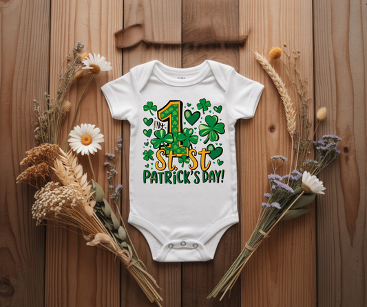 My 1st St. Patrick's Day clover onesie