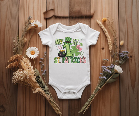My 1st St. Patrick's Day clover pink onesie
