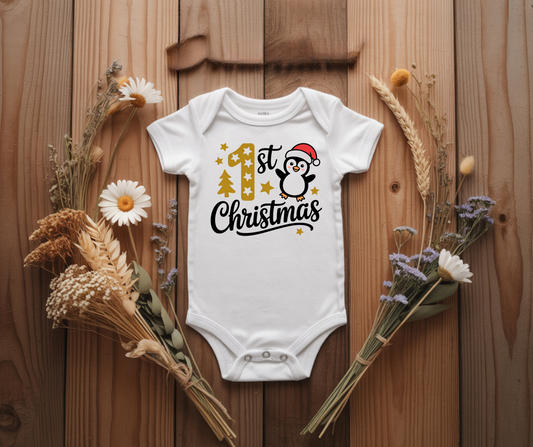 1st Christmas penguin onesie