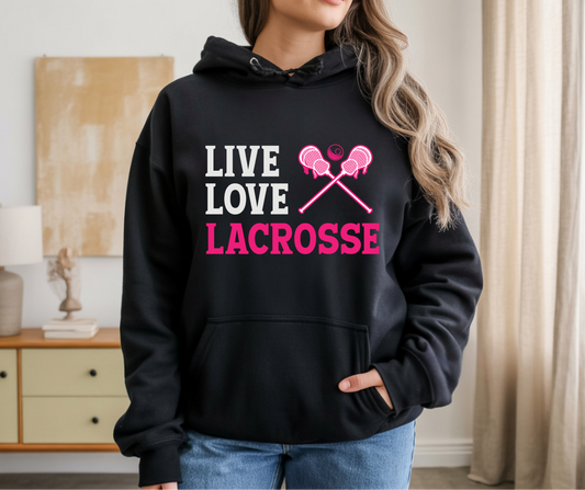 Live love lacrosse pink writing