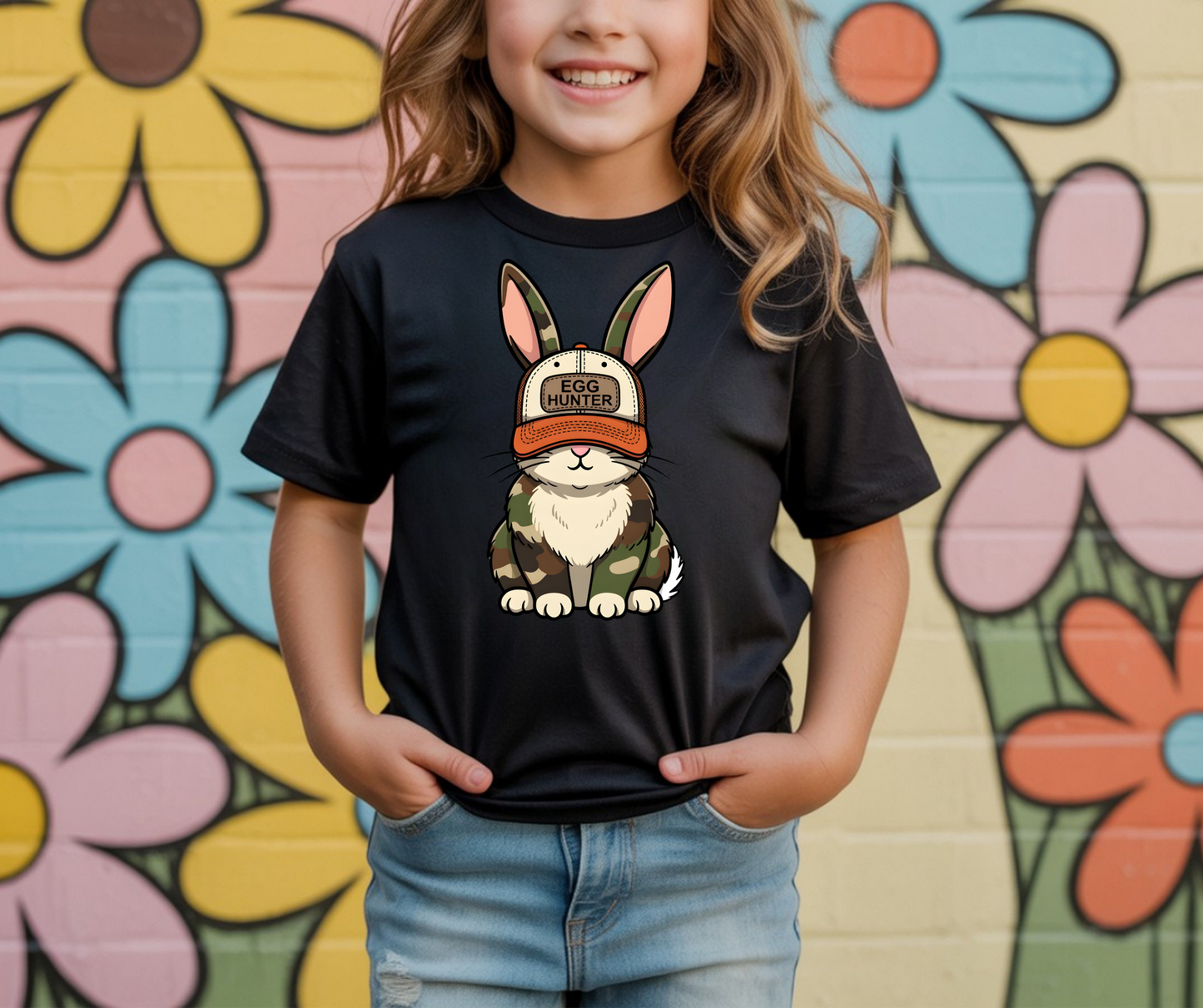 Easter egg hunter camo bunny T shirt