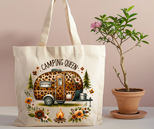 Camping Queen brown Tote Bag