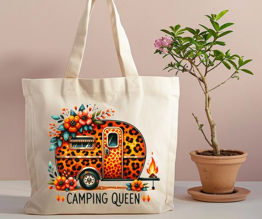 Camping Queen orange Tote Bag