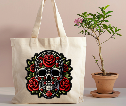 Skull/roses Tote Bag