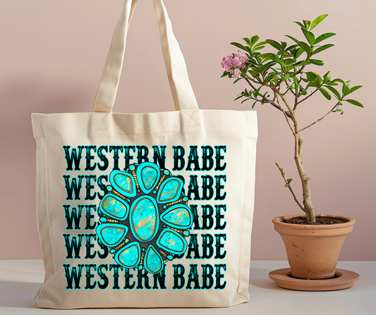 Western Babe turquoise Tote Bag