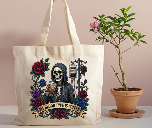 My blood type is coffee Tote Bag