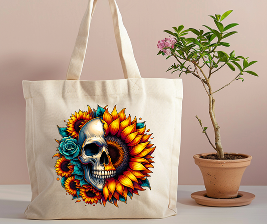 Skull/Sunflower Tote Bag