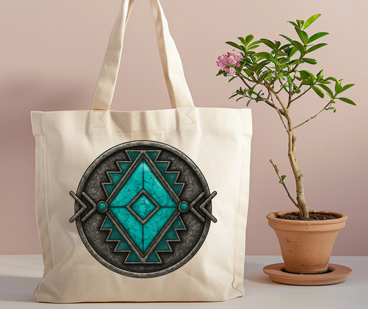 Western turquoise tote bag