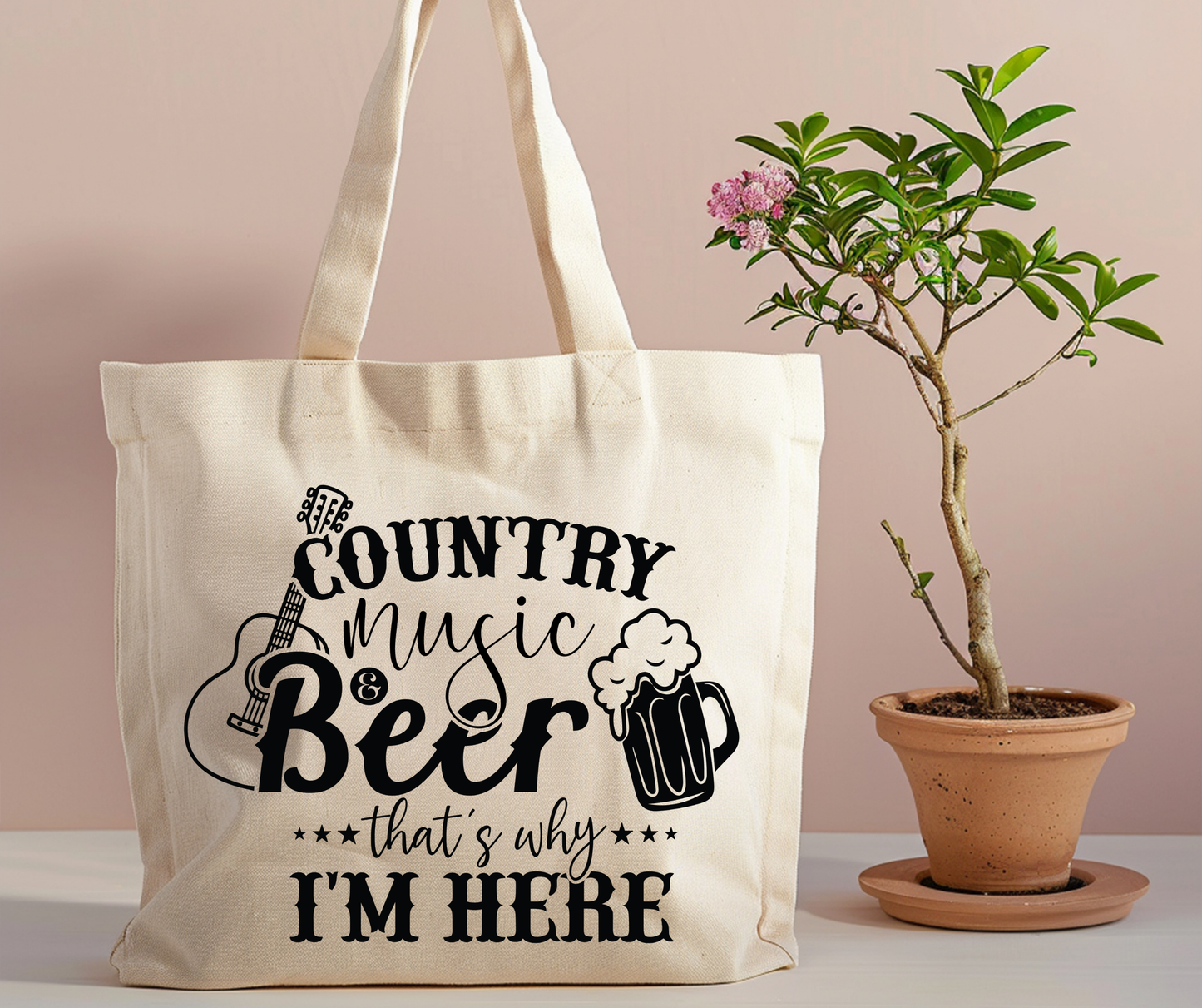 Country music and beer that's why I'm here tote bag