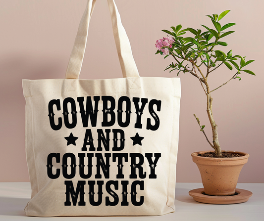 Cowboys and country music tote bag