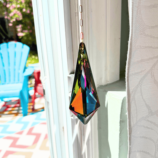 XXL Dark Rainbow Long Geo Prism Suncatcher