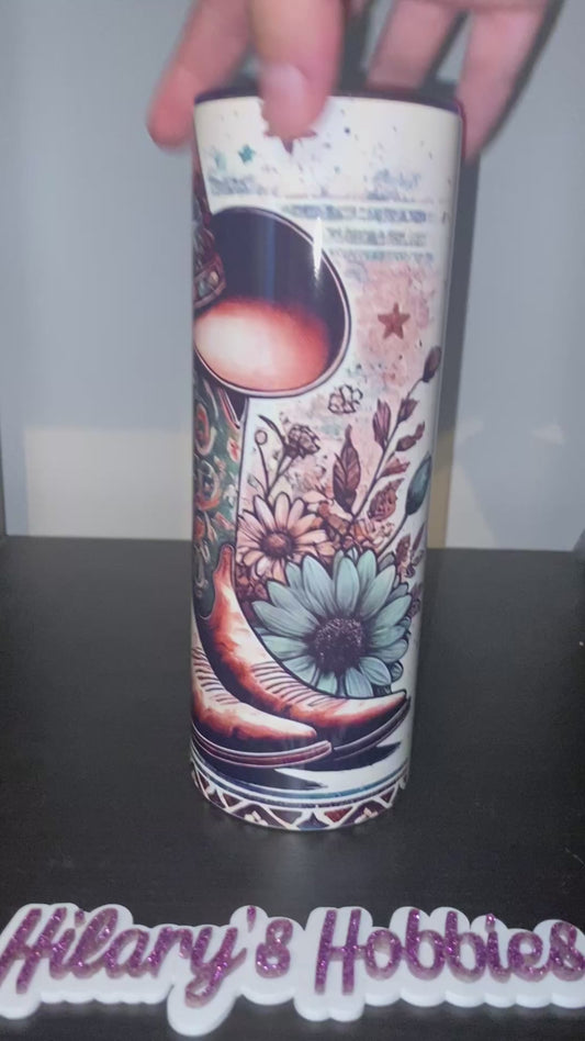 Teal boots and cowboy hat