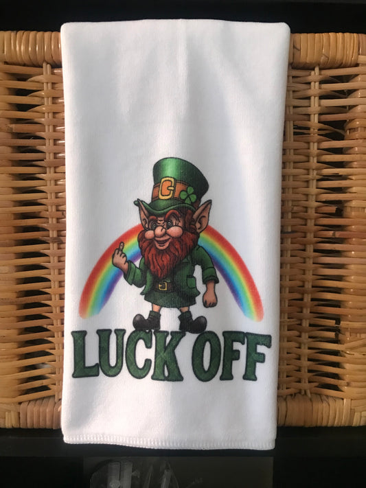 Luck off rainbow tea towel