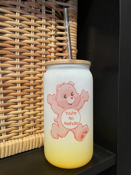 C Bear Peach Glass Can