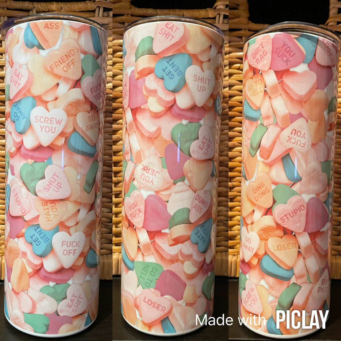 Sweary candy heart tumbler