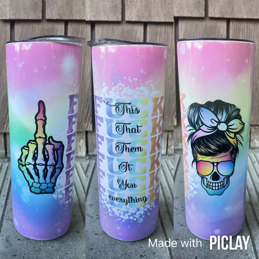 Rainbow Fu&K skeleton tumbler